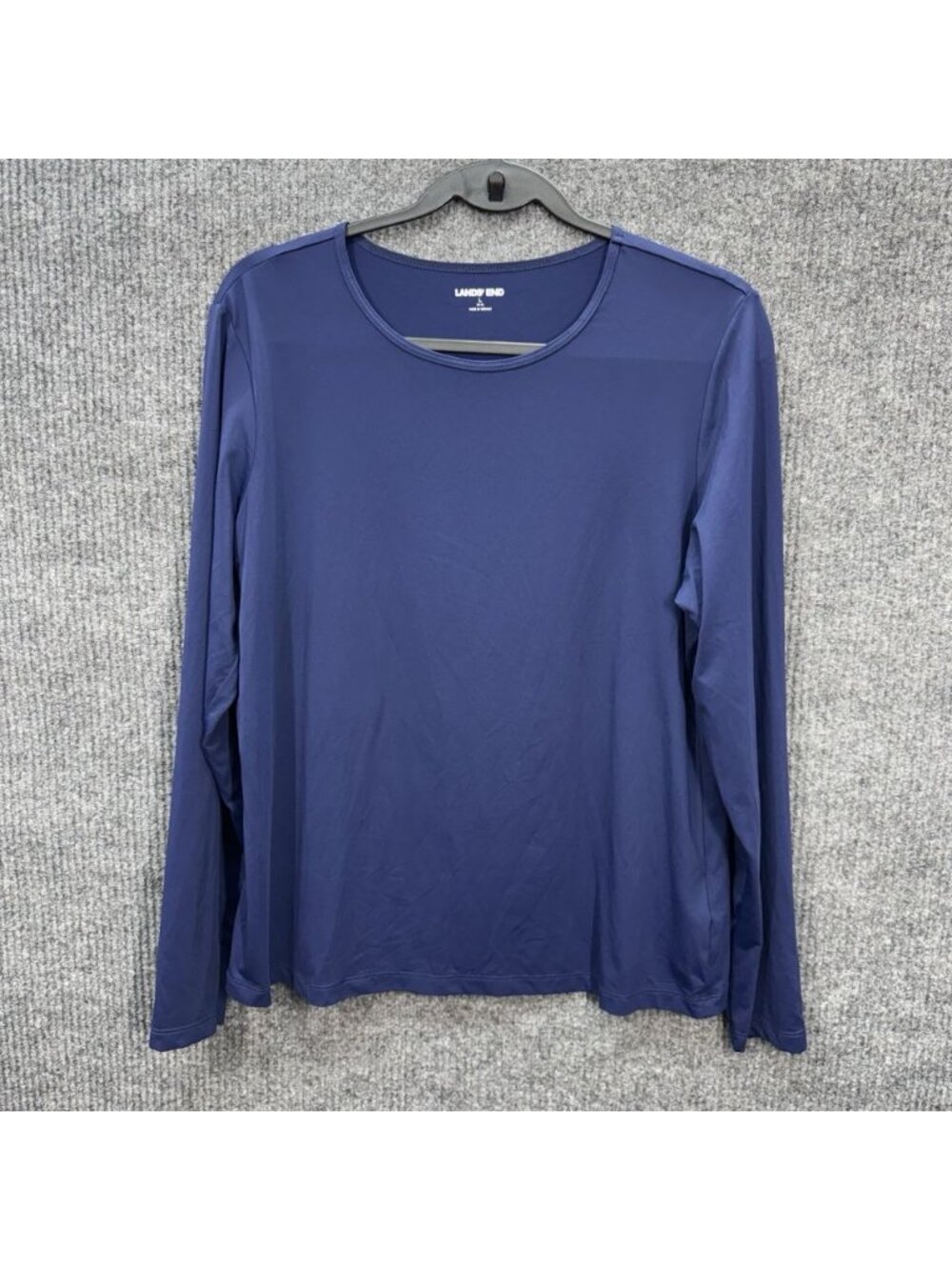 Lands' End Swim Shirt Rash Guard Top Womens Large Navy Blue Long Sleeve Coverup